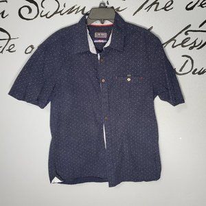 LON NYC Men's Short Sleeve Button Down Shirt, M
